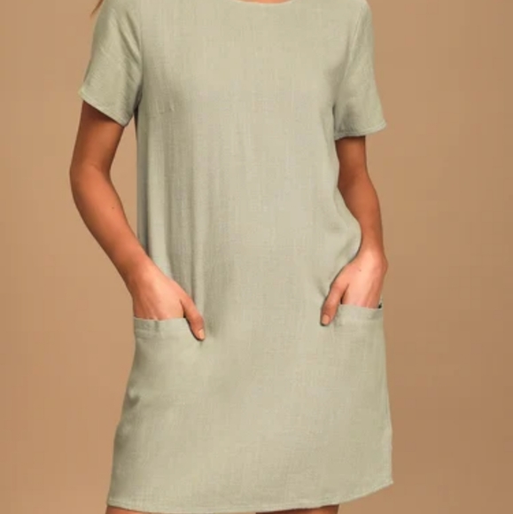 NWT Lulu's sage shift dress with pockets l… - Picture 3 of 12